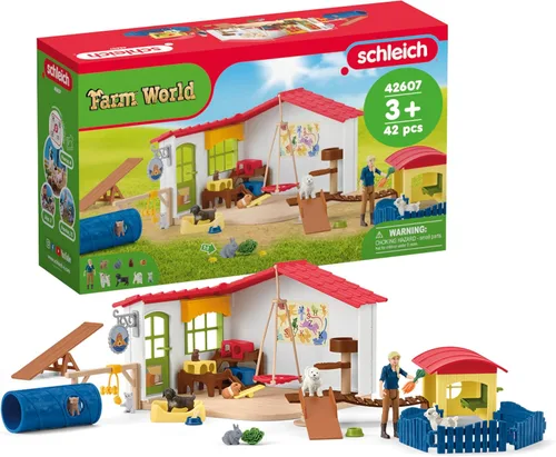 Miniatura 15 de Schleich Farm World - Juego de 6 piezas de perrera de juguete con Golden Retrievers para niños. Juguetes de animales de granja para niños y niñas.