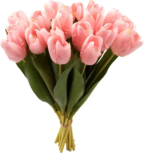 Miniatura 14 de 20 tulipanes artificiales de tacto real de flores artificiales hidratantes para decoración de fotografía, decoración del hogar, jardín, boda