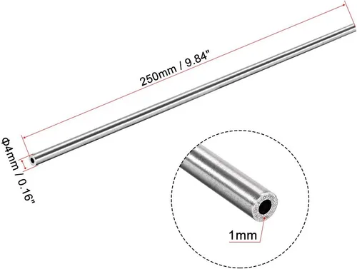 Miniatura 2 de uxcell Tubo redondo de acero inoxidable 304 0.157 in OD 0.039 in espesor de pared 9.843 in de longitud Tubo recto sin costura 4 piezas