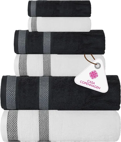 Miniatura 73 de CASA COPENHAGEN Juego de 6 toallas de palomitas de maíz, color azul polvoriento, 21.16 oz/m², 2 toallas de baño, 2 toallas de mano y 2 toallas