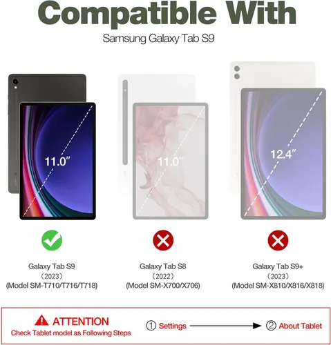 Miniatura 2 de Dexnor Funda para Samsung Galaxy Tab S9 de 11 pulgadas 2023, [Protector de pantalla y soporte integrados] con soporte para bolígrafo, resistente a
