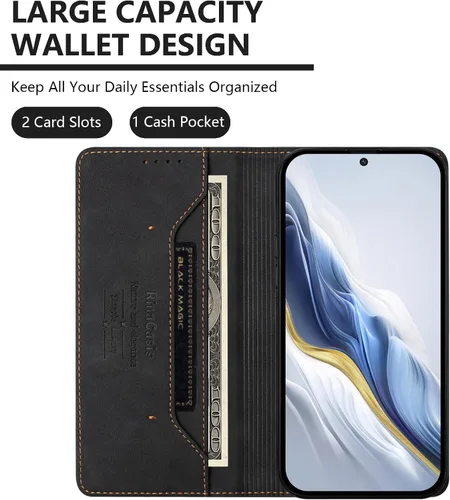 Miniatura 3 de Funda para teléfono compatible con Blackview Oscal Flat 1c 【Bloqueo RFID】【Soporte para tarjetas con cierre magnético】 Funda negra