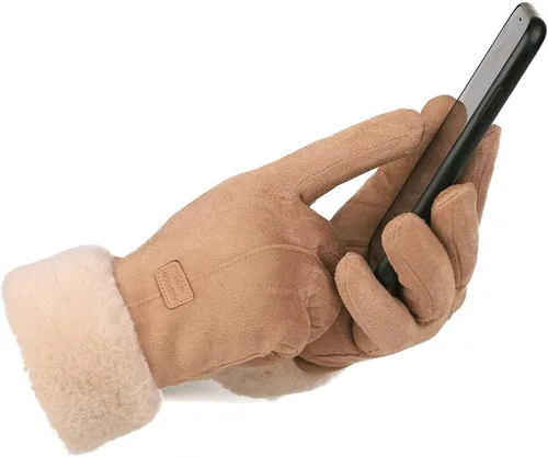 Miniatura 5 de Guantes para mujer con cable térmico cálido para mujer con pantalla táctil elástica para invierno para conducir guantes de cuero