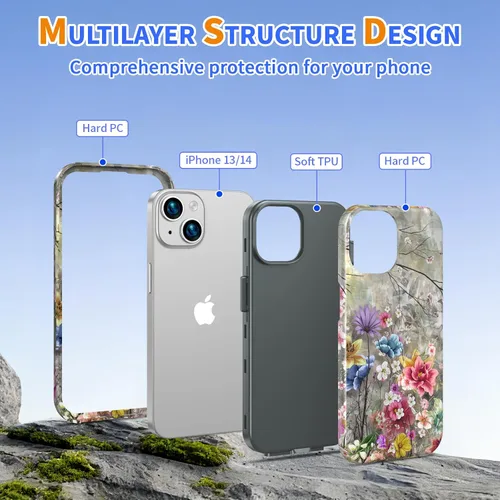 Miniatura 3 de Magsafe - Funda protectora para iPhone 13/14, a prueba de golpes, a prueba de caídas, funda inalámbrica para parachoques, protección híbrida