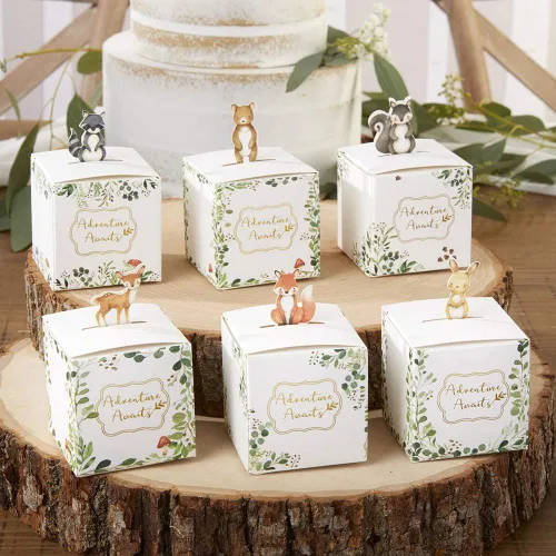 Miniatura 7 de Kate Aspen Decoraciones de baby shower del bosque, adorables cajas de recuerdo de animales del bosque para baby showers, cumpleaños y revelaciones
