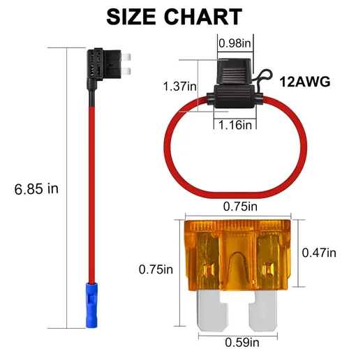 Miniatura 6 de MuHize Kit de 5 Portafusibles en Línea, Portafusibles de 12AWG, Conectores de Fusibles Estándar Automotrices Add-a-Circuit con 100 piezas