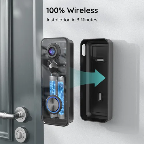 Miniatura 6 de BOIFUN Cámara de timbre de video inalámbrica, visión amplia de 180°, 2K HD, sin suscripción, detección humana AI, de pies a cabeza