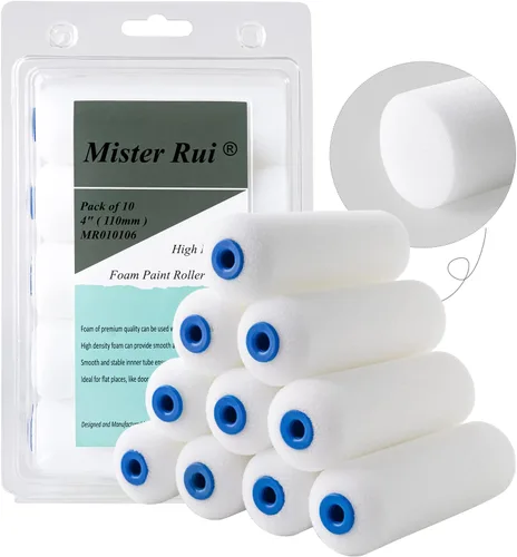 Miniatura 10 de Mister Rui Rodillo de pintura de espuma, rodillo de pintura de 4 pulgadas, paquete de 10 rodillos de pintura pequeños, rodillo de pintura de espuma