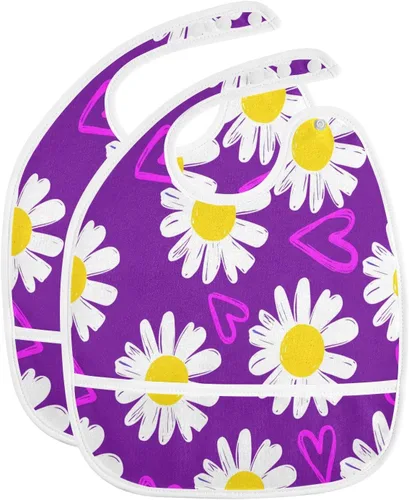 Miniatura 19 de MCHIVER Baberos de bebé para bebé niño y niña, delantal de alimentación impermeable, babero de algodón para comer alimentos, 2 paquetes