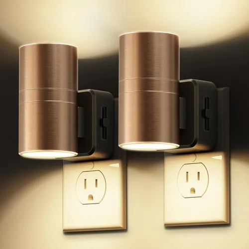 Miniatura 46 de Luces nocturnas que se enchufan a la pared, luz nocturna que cambia de color con enchufe giratorio, sensor de luz del atardecer al amanecer y brillo