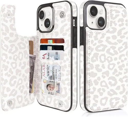 Miniatura 58 de uCOLOR Funda compatible con iPhone 15 de 6.1 pulgadas con ranura para tarjetero, función atril, doble cierre magnético y bloqueo RFID, funda de 6.1