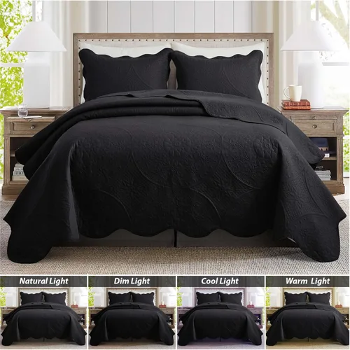 Miniatura 160 de MOONLIGHT20015 Edredón tamaño King (106 x 96 pulgadas) con 2 fundas de almohada (20 x 36 + 2 pulgadas) para todas las estaciones, juego de cama Azul