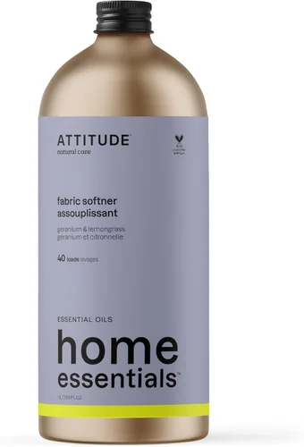 ATTITUDE Suavizante de telas con aceites esenciales, vegano, ingredientes a base de plantas y minerales, HE, botella de aluminio rellenable, 40