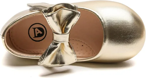 Miniatura 4 de DADAWEN Zapatos de vestir Mary Jane para niñas, con lazo frontal, bailarina, zapatos planos de princesa, boda, fiesta, escuela