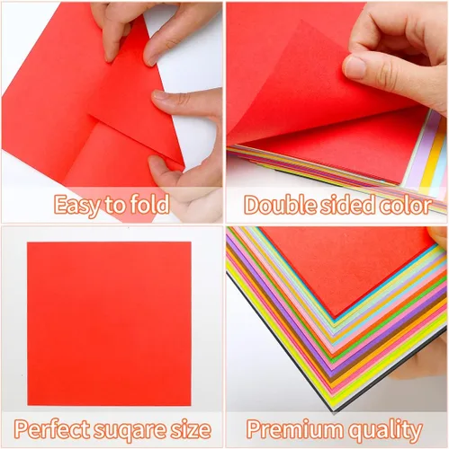 Miniatura 4 de IOOLEEM Papel de origami, 200 hojas, papel de origami negro, cuadrado de 6 pulgadas, papel de color de doble cara.