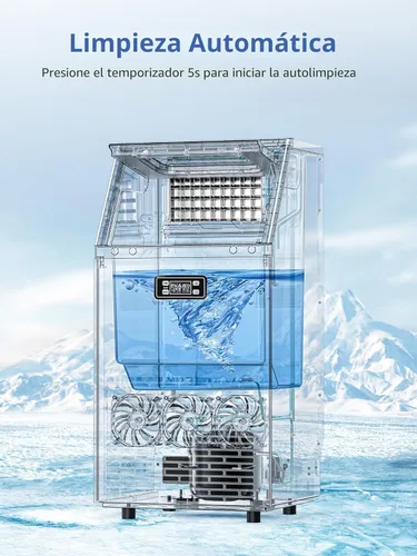Miniatura 5 de Máquina comercial para hacer hielo, 100 libras/24 horas, 45 cubos de hielo/ciclo de acero inoxidable, máquina de hielo debajo del mostrador