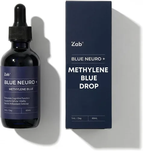 ZAB Suplemento de gotas azul de metileno grado USP 1% para humanos, grado farmacéutico azul metileno 10 mg por porción, para memoria, enfoque,