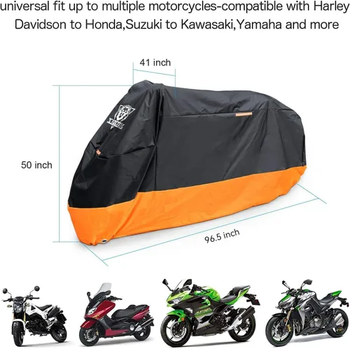 Miniatura 5 de XYZCTEM Funda para motocicleta – Protección impermeable para todas las estaciones al aire libre – Ajuste de precisión hasta 96.5 pulgadas Tour