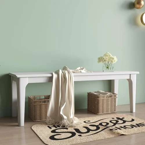 Miniatura 11 de Banco de comedor de 39.4 pulgadas de madera de roble macizo, banco de entrada para sala de estar, dormitorio, cocina (negro)