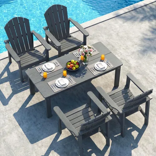 Miniatura 28 de nevilywood Sillas Adirondack compactas apilables, sillas de patio de polietileno de alta densidad de 26.3 pulgadas de ancho, duraderas, diseño que