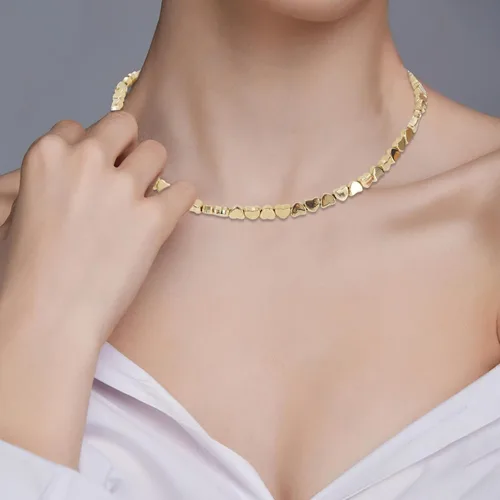 Miniatura 7 de Whaline 600 cuentas acrílicas doradas en forma de corazón con cuerda elástica para hacer joyas, bricolaje y decoración del hogar Dorado