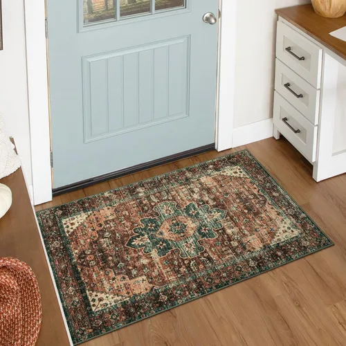 Miniatura 21 de Moynesa Alfombra de pasillo ultra fina lavable de 2 x 6 pies, antideslizante, resistente a las manchas, alfombra vintage que no desprende para Gris