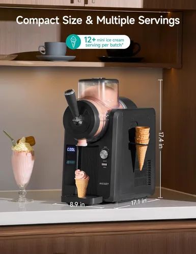 Miniatura 8 de HiCOZY Máquina de Granizados F3 y Máquina de Helados Suaves, Sin Necesidad de Hielo, Autolimpiante, 5 Configuraciones Preestablecidas para Helados