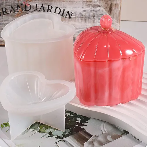 Miniatura 2 de Molde de resina, caja de almacenamiento de conchas marinas, moldes de silicona con tapa, molde de fundición de resina epoxi 3D, caja de contenedor