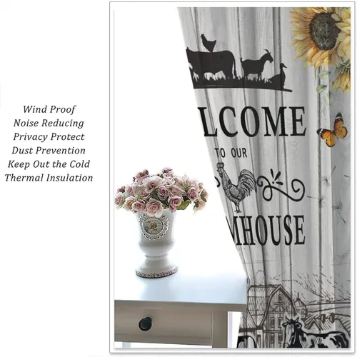 Miniatura 4 de Western Farms - Cortinas de ventana con estampado de vaca, color blanco y negro, para sala de estar, 42 x 45 pulgadas Estilo 4