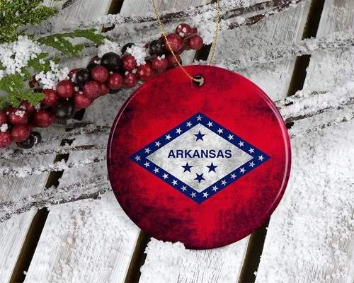 Miniatura 2 de Bandera rústica del estado de Arkansas, adorno navideño para árbol de Navidad de Estados Unidos, adorno de Navidad, adorno de Navidad impreso