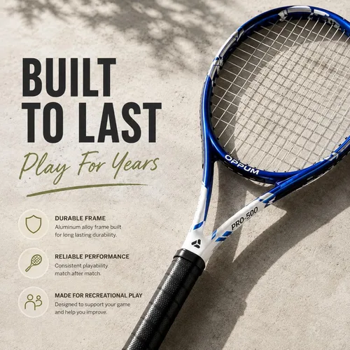 Miniatura 5 de Raquetas de tenis OPPUM PRO-500 para adultos, paquete de 2 raquetas preencordadas para principiantes e intermedios con bolsa de transporte y 2