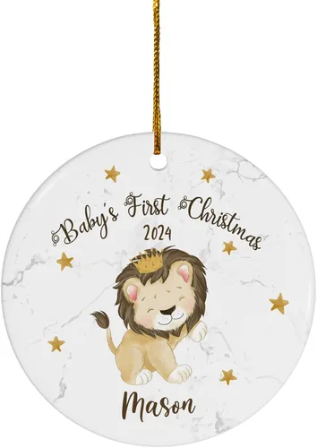 Miniatura 28 de FLOCHIL Adorno Personalizado de Primera Navidad del Bebé 2024 Niño, Adorno Colgante de Elefante de Porcelana Elefante 2
