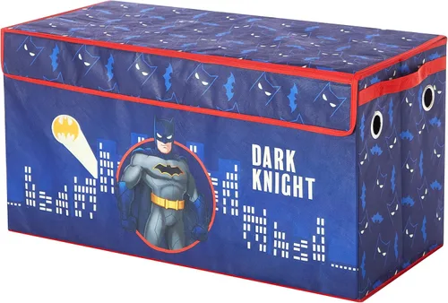 Idea Nuova Batman - Baúl plegable de almacenamiento de juguetes para niños, duradero con tapa suave, 28.5 x 14.5 x 16 pulgadas