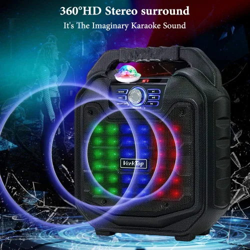 Miniatura 4 de Máquina de karaoke, sistemas de karaoke portátiles para adultos y niños, máquina de altavoces de karaoke Bluetooth con luces de discoteca