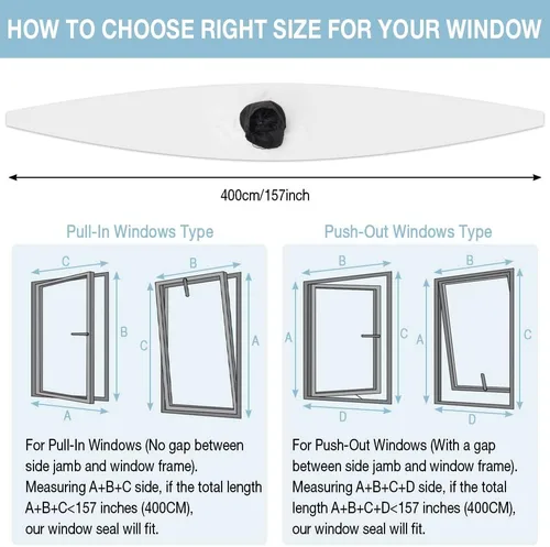 Miniatura 2 de HOXHA Sello universal de ventana para aire acondicionado portátil, kit de sellado de tela de 118 pulgadas con acoplador ajustable y cierre adhesivo