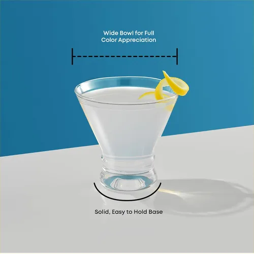 Miniatura 7 de JoyJolt Afina - Juego de 6 vasos de Martini sin tallo, vasos de licor de 8.5 onzas para cóctel y margarita, tazas de vidrio de bar, tazas de postre