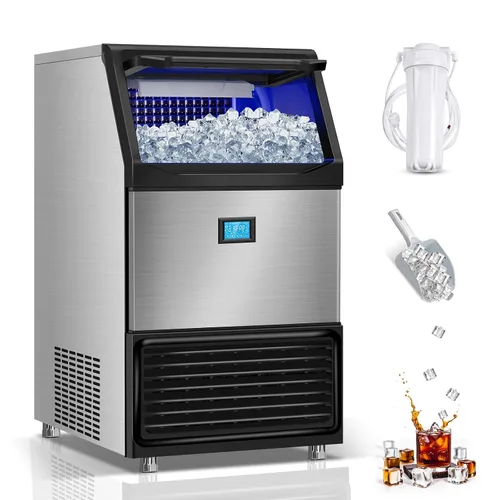 Miniatura 11 de Máquina comercial para hacer hielo de 120 libras/24 horas con capacidad de hielo de 35 libras, 45 cubos de hielo transparentes listos en 11-20