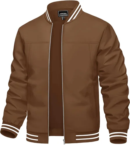 Miniatura 9 de TACVASEN Chaqueta ligera para hombre, casual, primavera, otoño, cortavientos, bombardero, con cremallera, abrigo con bolsillo