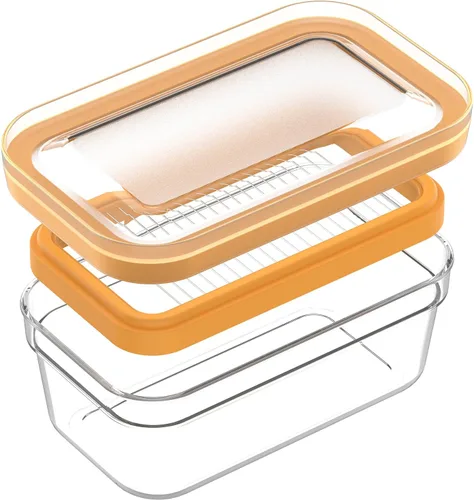 Miniatura 10 de UNIVIVO Cortador de mantequilla hermético, estuche de almacenamiento de mantequilla en barra con tapa para refrigerador (hermético, mediano 280g)