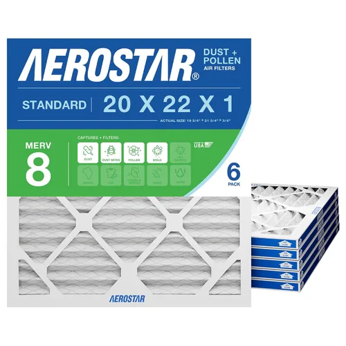 Miniatura 7 de Aerostar MERV 8 20 x 22 x 1 – 4 unidades – Filtros plisados de alta eficiencia para HVAC, horno y aire acondicionado – Elimina el polvo, la pelusa