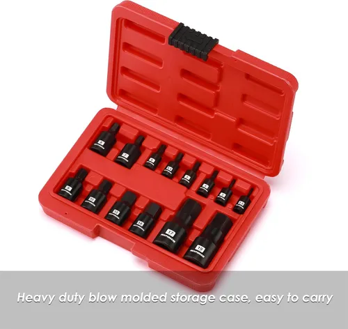 Miniatura 7 de MIXPOWER Juego de 14 piezas de dados Dr. Bit, de 0.098 in a 0.748 in, 1/4 ", 3/8" y 1/2", grado de impacto Cr-Mo, métrico, enchufe hexagonal