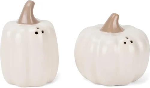 Nat & Jules - Mini salero y pimentero de cerámica con forma de calabaza de 3 pulgadas, perfecto para Acción de Gracias, Halloween y decoración de