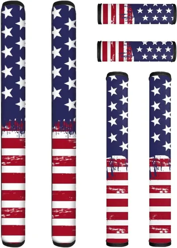 Miniatura 42 de Juego de 6 fundas para manijas de puerta con diseño de margaritas y flores americanas, 4 de julio, Día de la Independencia, fundas para manijas