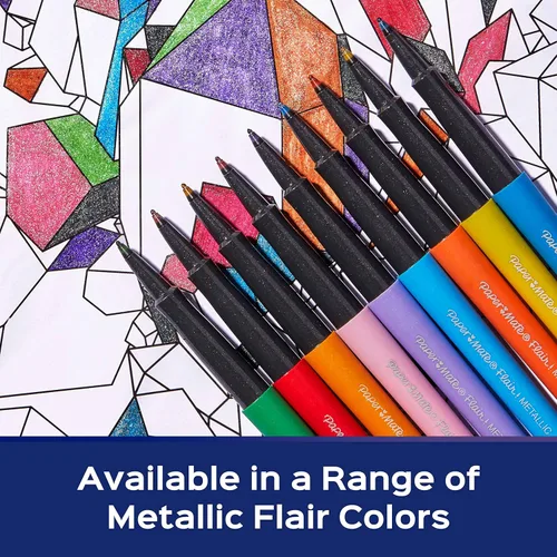 Miniatura 3 de Paper Mate Flair - Bolígrafos metálicos de punta de fieltro, colección City Lights, colores surtidos brillantes, tinta premium, 16