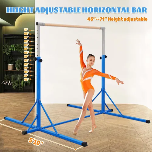 Miniatura 2 de Gymnastics Bar, 5'10” Base length 45" to 71" Adjustable Horizontal Bar for Serious Training, 500 LBS Capacity, Professional Home Gym Equipment with