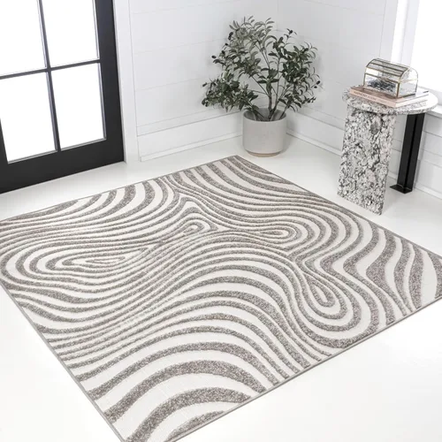 Miniatura 13 de Eyely NCS103F-28 Maribo High-Low Abstract Groovy Striped Black/White - Alfombra de pasillo de 2 x 8 pies, negro/blanco, 2 pies x 8 pies