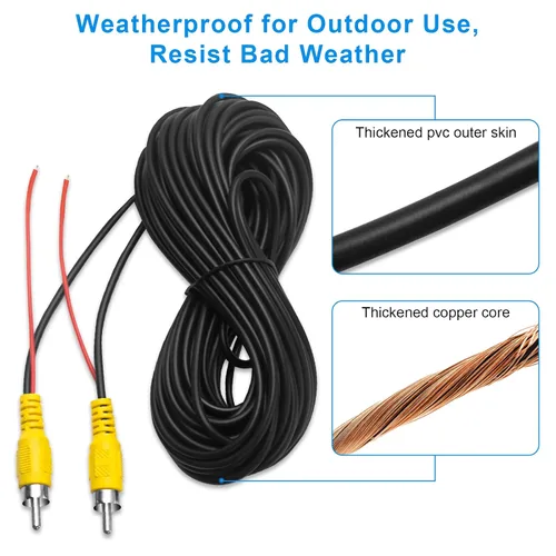 Miniatura 3 de LBW Cable de video RCA para cámara de respaldo premium, cámara de estacionamiento de visión trasera trasera con cable de detección