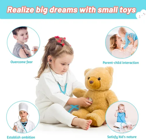 Miniatura 8 de Phobby Kit Médico Duradero para Niños, Juego Médico de Juguetes de 27 Piezas de Juego de Simulación Deluxe con Estetoscopio Real, Juguetes de Médico