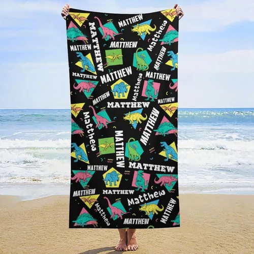Miniatura 26 de Toallas de playa personalizadas para niños y adultos, regalos personalizados con nombre, toalla de playa de microfibra de gran tamaño de secado