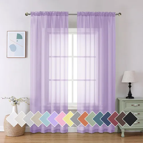 Miniatura 75 de Aiyufeng 2 paneles de cenefa transparente negra de 14 pulgadas de largo, cortinas cortas negras transparentes para dormitorio, cortinas de cocina